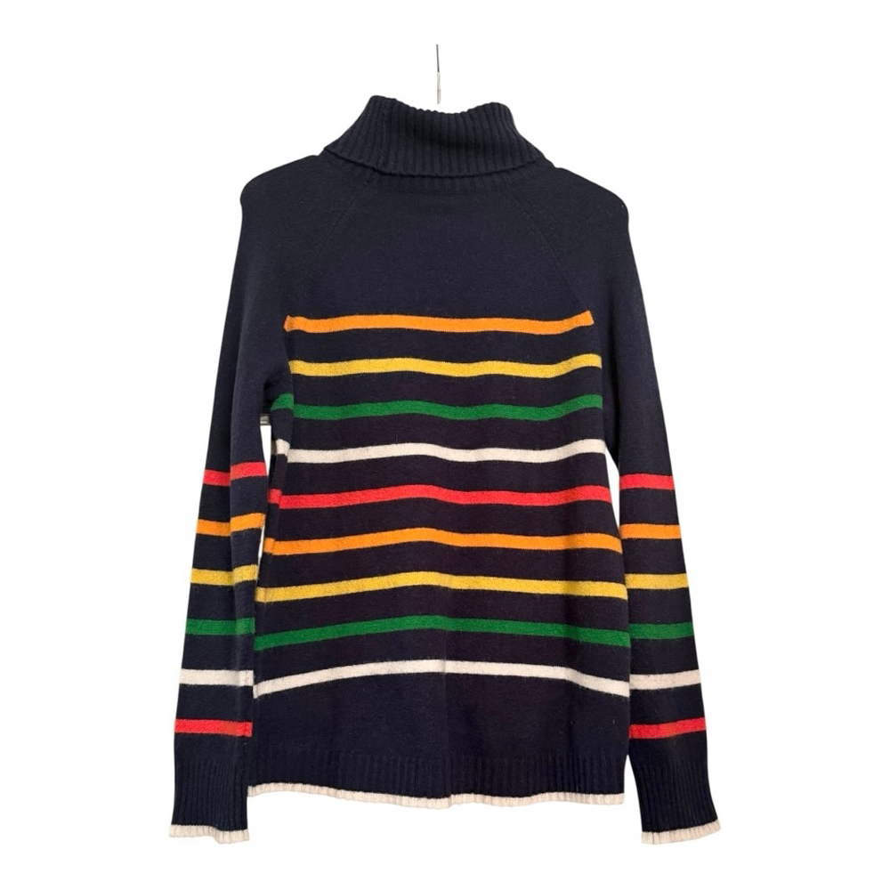 J.Crew Supersoft Navy Multistriped Turtleneck Sweater M - Picture 7 of 13